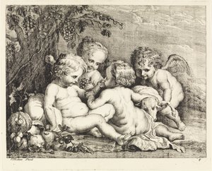 Cristo, Juan el Bautista y dos amorcillos de Philippe Lambert Joseph Spruyt