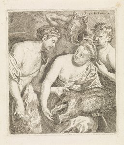 Meleagro le da la cabeza del jabalí de Caledonia a Atalanta de Philippe Lambert Joseph Spruyt