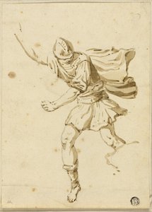 Guerrero romano corriendo, señalando hacia arriba con la mano derecha de Philippe Louis Parizeau