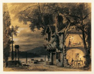 Francia, París, Diseño de escenario para el acto IV de Rigoletto de Giuseppe Verdi