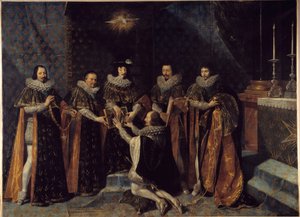 Recepción de Enrique de Orleans, duque de Longueville en la Orden del Espíritu Santo por el rey Luis XIII el 15 de mayo de Philippe de Champaigne