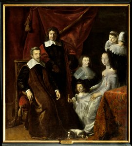 La familia de Henri Louis Habert de Montmort (1600-1679), a la derecha, Henriette-Marie de Buade de Frontenac (fallecida en 1676). Pintura de Philippe de Champaigne (1602-1674). Óleo sobre lienzo de Philippe de Champaigne