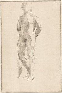Mujer desnuda de pie con las manos en la espalda de Philippus de Groot (signed by artist)