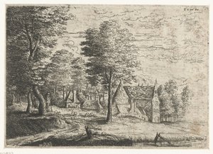 paisaje con un pastor y su rebaño Tres paisajes (título de la serie) de Philips Augustijn Immenraet