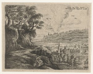 paisaje con un hombre, una mujer y un niño Ocho paisajes después de Lucas van Uden (título de la serie) de Philips Augustijn Immenraet