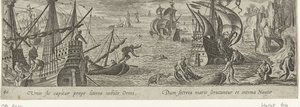 Oestervangst Jacht en visvangst (título de la serie) Tipos de caza, pesca y caza (título de la serie) de Philips Galle (attributed to workshop of)