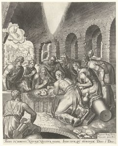 Adoración de los pastores de Philips Galle