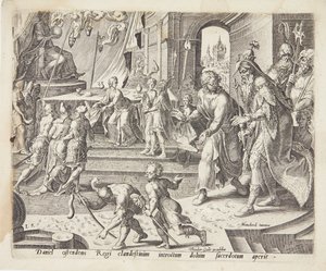 Daniel revelando el fraude de los sacerdotes de Bel de Philips Galle