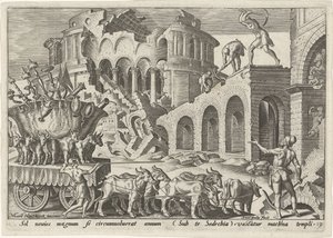 Los caldeos saquean el templo de Jerusalén Los días de la perdición del pueblo judío (título de la serie) de Philips Galle