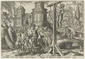 El rey de Hai es ahorcado Los días de la perdición del pueblo judío (título de la serie) de Philips Galle