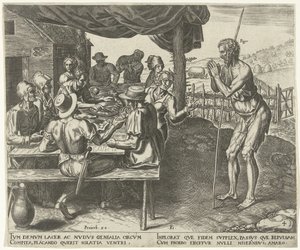 Al perezoso no se le permite comer después de la cosecha. El cuento del perezoso (título de la serie) de Philips Galle
