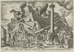 La destrucción de la Torre de Babel Los días de la perdición del pueblo judío (título de la serie) de Philips Galle