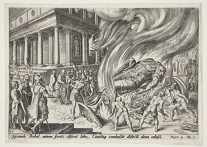 Jehu destruyendo el templo y la estatua de Baal