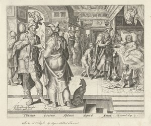 Jonadab aconseja a Amnón Historia de Tamar y Amnón (título de la serie) de Philips Galle