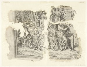 Esquina inferior izquierda de una impresión de la escena de Cebes Tabula Cebetis Carta Vitae (título original) de Philips Galle