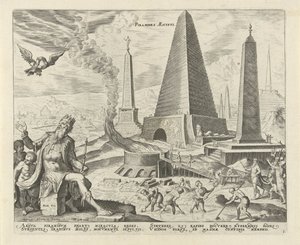 Pirámides de Egipto Pyramids Aegypti (título sobre el objeto) Las ocho maravillas del mundo (título de la serie) de Philips Galle