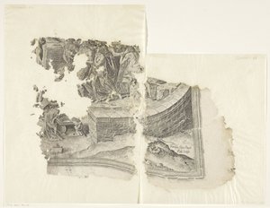 Esquina inferior derecha de una impresión de la escena de Cebes Tabula Cebetis Carta Vitae (título original)
