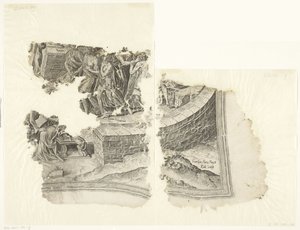 Esquina inferior derecha de una impresión de la escena de Cebes Tabula Cebetis Carta Vitae (título original)