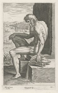 Riviergod Tajo Tagvs (título en objeto) Rivier- en zeegoden (título de la serie) Elegantes retratos de los semidioses marinos y los leones marinos (título de la serie) de Philips Galle