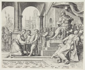 Safán leyendo el Libro de la Ley a Josías de Philips Galle