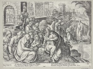 San Pablo hablando con las mujeres de Filipos de Philips Galle