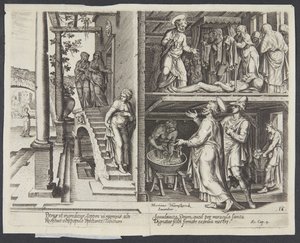San Pedro resucitando a Tabita en Joppe de Philips Galle