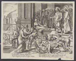 La muerte de Safira de Philips Galle