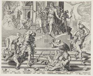 La destrucción del Templo de Baal y la matanza de sus sacerdotes de Philips Galle
