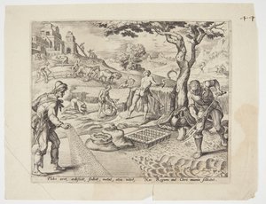El pueblo trabajando en los campos de Philips Galle