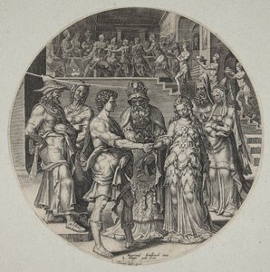 La boda de Sansón y la mujer filistea de Philips Galle
