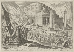 Destrucción de Jerusalén por el emperador Tito Los días de la perdición del pueblo judío (título de la serie) de Philips Galle