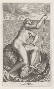 Waternimf Galatea Galatia (título sobre el objeto) Stroom- una ninfa de agua (título de la serie) Nympharum oceanitidum, Ephydridum potamidum naiadum (título de la serie)