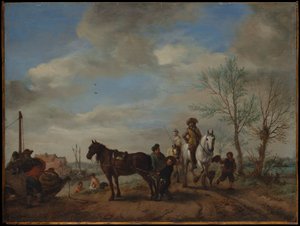 Un hombre y una mujer a caballo de Philips Wouwerman