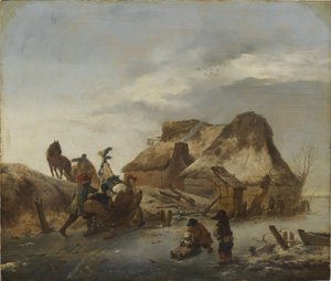 Un noble en trineo sobre el hielo de Philips Wouwermans or Wouwerman