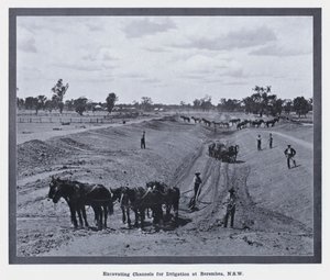Excavando canales para riego en Berembea, NSW de Photographer Australian