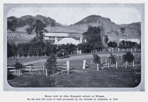 Casa construida por John Kingsmill Abbott, en Wingen, en las primeras 330 acres de tierra compradas por los Abbott en Australia en 1843 de Photographer Australian