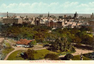 Hyde Park desde la Catedral de St Marys, Sydney (foto a color) de Photographer Australian