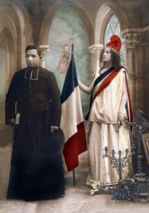 Alegoría de la separación entre Iglesia y Estado en 1905, ilustración de 1907 (foto coloreada)
