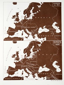 Mapa de Europa en 1914 y Europa en 1932, de Histoire de la Troisieme Republique, Vol. I, l