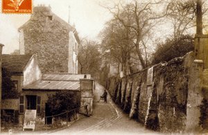 Calle San Vicente, Montmartre, París, hacia 1900 (fotografía en blanco y negro) de Photographer French