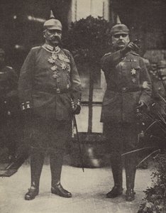El Mariscal de Campo von Hindenburg y el General Ludendorff, comandantes del ejército alemán (litografía en color) de Photographer German