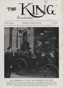 Mariscal de campo alemán Alfred von Waldersee partiendo de Berlín para comandar la fuerza expedicionaria internacional contra los Bóxers en China, agosto de 1900 de Photographer German