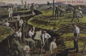 Infantería alemana cavando trincheras, Primera Guerra Mundial de Photographer German