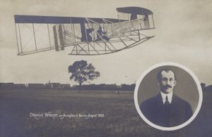 Orville Wright volando su avión en Berlín, agosto de Photographer German