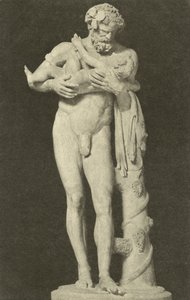Silenus con el Niño Dionisio, escultura romana antigua en la colección de la Glyptothek, Múnich, Alemania de Photographer German