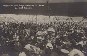 Discurso del alcalde Dr. Reike al constructor de dirigibles alemán Graf Ferdinand von Zeppelin