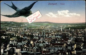Stuttgart, vista de la ciudad con golondrina de Photographer German