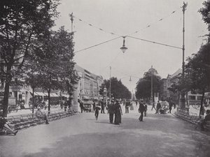 Unter Den Linden, Mittelallee y vista del monumento a Federico el Grande de Photographer German