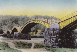 Japón, c.1912: Kintaikyo, "Puente del Cinturón de Damasco," conocido en Japón, provincia de Suwo de Photographer Japanese