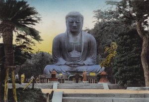 Japón, c.1912: El Mejor Daibutsu, o Gran Buda en Kamakura, data de 1252, Altura 49 pies y 7 pulgadas, En tren 50 minutos desde Yokohama de Photographer Japanese